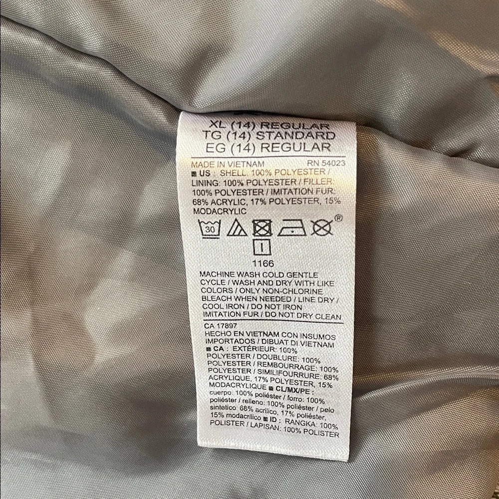 Old Navy Gray Jacket Girls Hooded Coat Faux Fur Zipper size 14